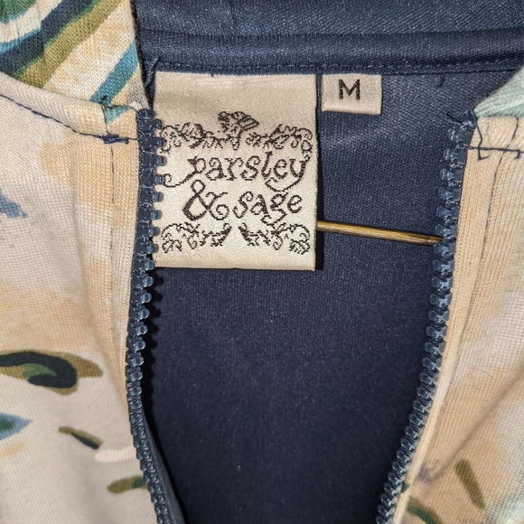 Medium Parsley & Sage abstract art zip up women's hooded sweatshirt - Picture 5 of 6